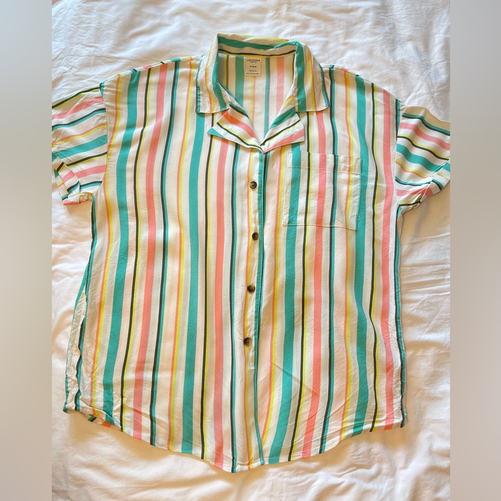 Arizona Jean Company Multicolor Striped Button Down Shirt
